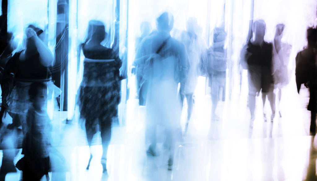 business people activity standing and walking in the lobby motion blurred abstract backgorund